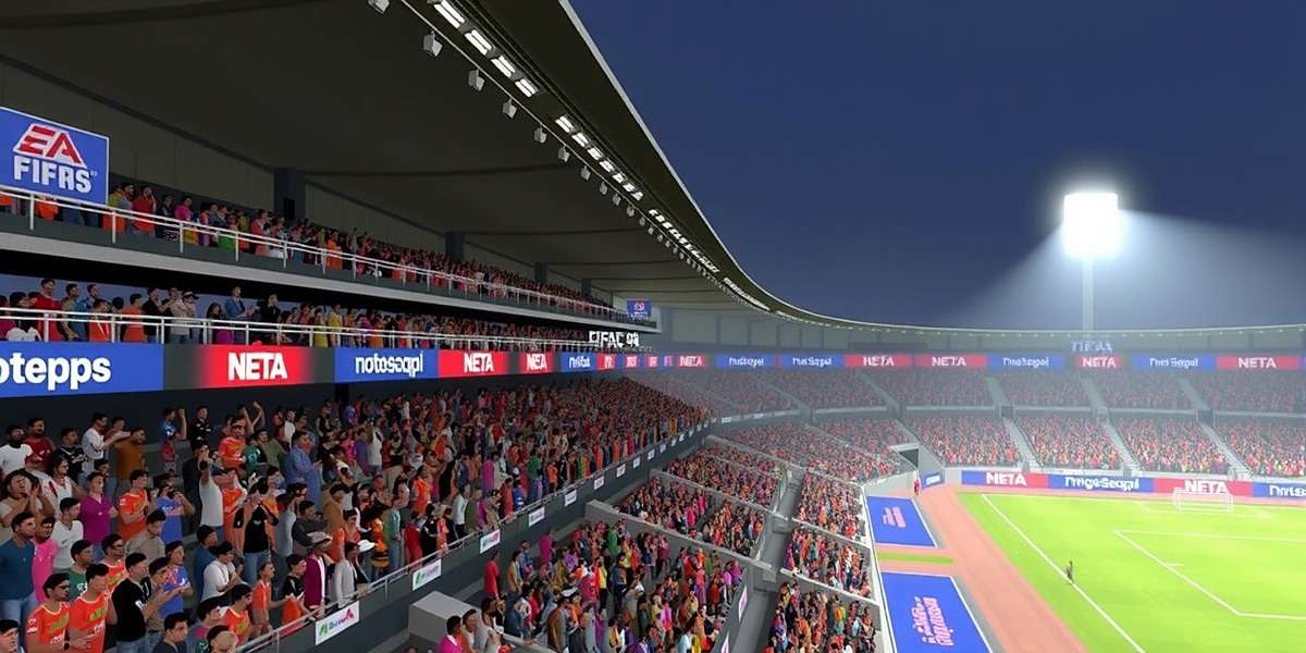 Screenshot of FIFA 04: Indian Arrows Development showing an Indian stadium packed with fans